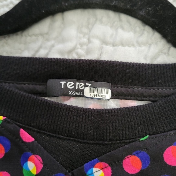 Terez Windbreaker Sweatshirt XS Pullover Black Colorful Polka Dot Long Sleeve - Picture 4 of 8